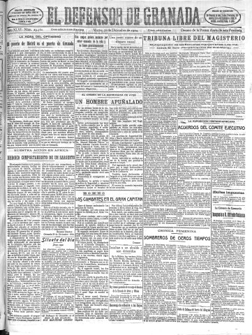 'El Defensor de Granada  : diario político independiente' - Año XLVI Número 23560 Ed. Mañana - 1924 Diciembre 30