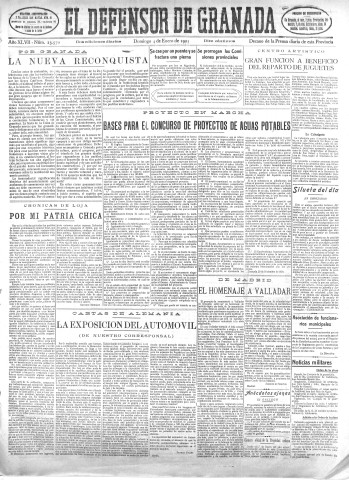 'El Defensor de Granada  : diario político independiente' - Año XLVII Número 23570 Ed. Mañana - 1925 Enero 04