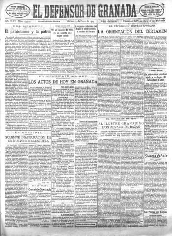 'El Defensor de Granada  : diario político independiente' - Año XLVII Número 23596 Ed. Mañana - 1925 Enero 23