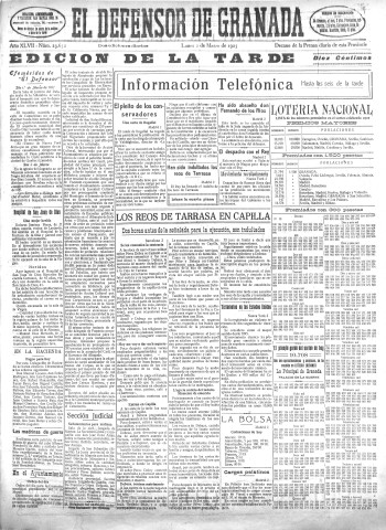 'El Defensor de Granada  : diario político independiente' - Año XLVII Número 23652 Ed. Tarde - 1925 Marzo 02