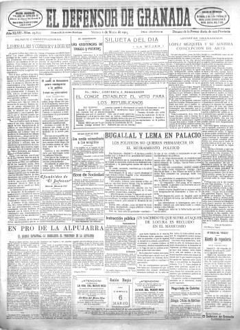 'El Defensor de Granada  : diario político independiente' - Año XLVII Número 23659 Ed. Mañana - 1925 Marzo 06