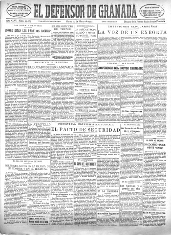 'El Defensor de Granada  : diario político independiente' - Año XLVII Número 23665 Ed. Mañana - 1925 Marzo 10