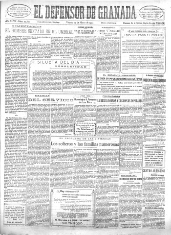 'El Defensor de Granada  : diario político independiente' - Año XLVII Número 23671 Ed. Mañana - 1925 Marzo 13