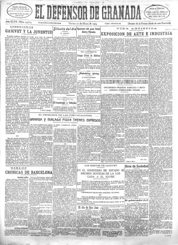 'El Defensor de Granada  : diario político independiente' - Año XLVII Número 23683 Ed. Mañana - 1925 Marzo 20