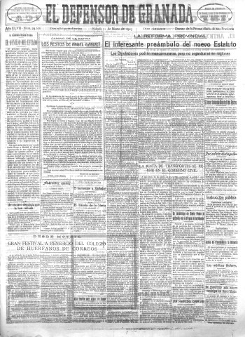 'El Defensor de Granada  : diario político independiente' - Año XLVII Número 23686 Ed. Mañana - 1925 Marzo 21