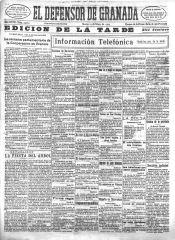 'El Defensor de Granada  : diario político independiente' - Año XLVII Número 23691 Ed. Tarde - 1925 Marzo 24