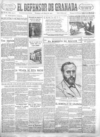 'El Defensor de Granada  : diario político independiente' - Año XLVII Número 23700 Ed. Mañana - 1925 Marzo 29