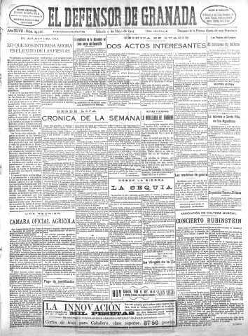 'El Defensor de Granada  : diario político independiente' - Año XLVII Número 23766 Ed. Mañana - 1925 Mayo 09