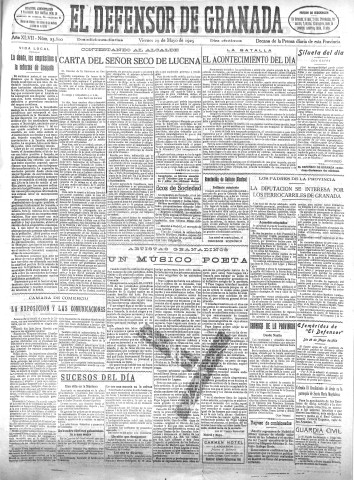 'El Defensor de Granada  : diario político independiente' - Año XLVII Número 23800 Ed. Mañana - 1925 Mayo 29