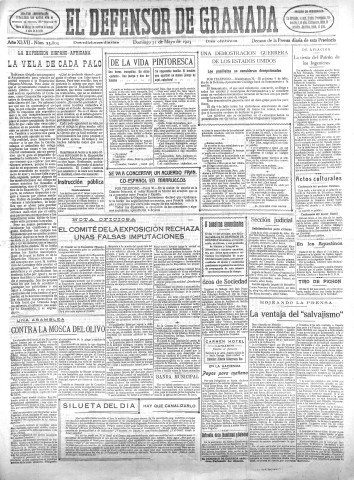 'El Defensor de Granada  : diario político independiente' - Año XLVII Número 23804 Ed. Mañana - 1925 Mayo 31