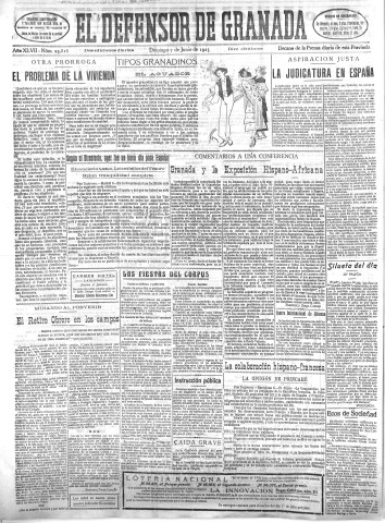 'El Defensor de Granada  : diario político independiente' - Año XLVII Número 23816 Ed. Mañana - 1925 Junio 07
