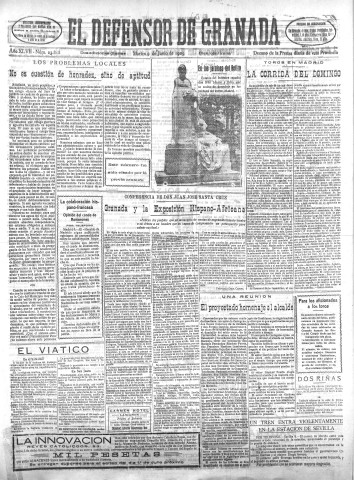 'El Defensor de Granada  : diario político independiente' - Año XLVII Número 23818 Ed. Mañana - 1925 Junio 09
