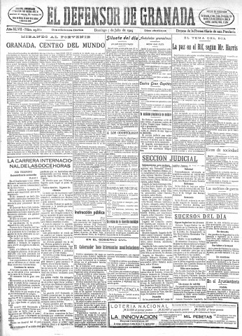'El Defensor de Granada  : diario político independiente' - Año XLVII Número 23861 Ed. Mañana - 1925 Julio 05