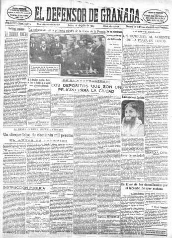 'El Defensor de Granada  : diario político independiente' - Año XLVII Número 23879 Ed. Mañana - 1925 Julio 16