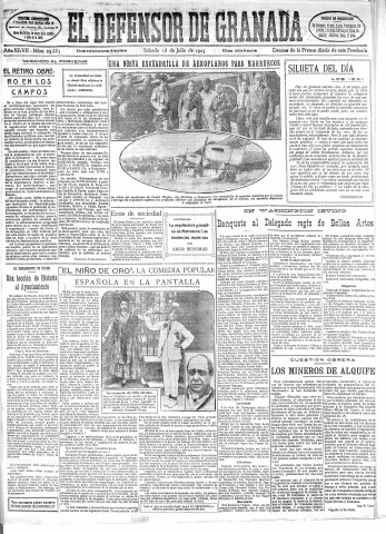 'El Defensor de Granada  : diario político independiente' - Año XLVII Número 23883 Ed. Mañana - 1925 Julio 18
