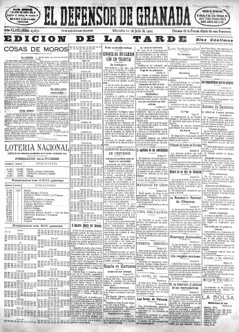 'El Defensor de Granada  : diario político independiente' - Año XLVII Número 23900 Ed. Tarde - 1925 Julio 22