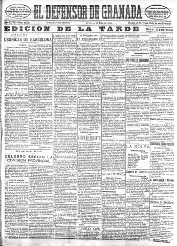 'El Defensor de Granada  : diario político independiente' - Año XLVII Número 23892 Ed. Tarde - 1925 Julio 23