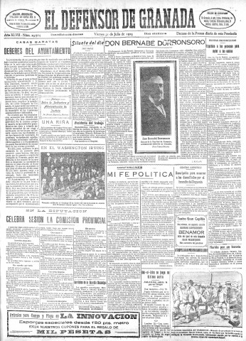'El Defensor de Granada  : diario político independiente' - Año XLVII Número 23904 Ed. Mañana - 1925 Julio 31