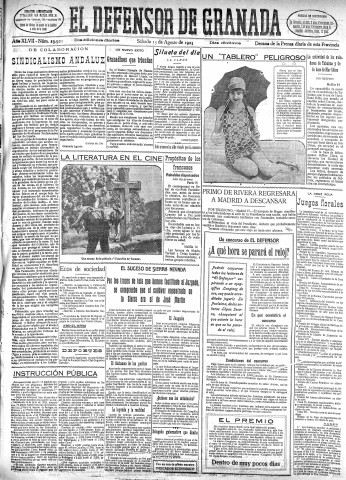 'El Defensor de Granada  : diario político independiente' - Año XLVII Número 23921 Ed. Mañana - 1925 Agosto 15