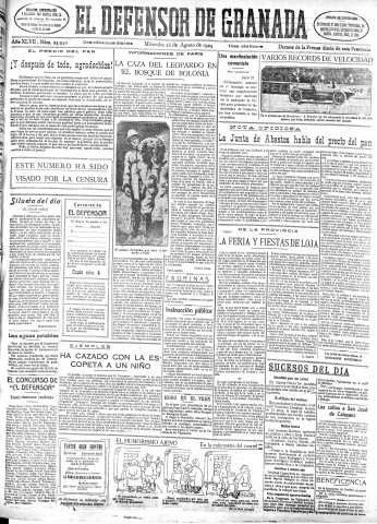 'El Defensor de Granada  : diario político independiente' - Año XLVII Número 23940 Ed. Mañana - 1925 Agosto 26