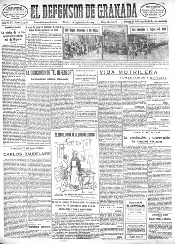 'El Defensor de Granada  : diario político independiente' - Año XLVII Número 23950 Ed. Mañana - 1925 Septiembre 01