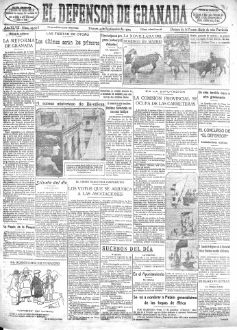 'El Defensor de Granada  : diario político independiente' - Año XLVII Número 23956 Ed. Mañana - 1925 Septiembre 04