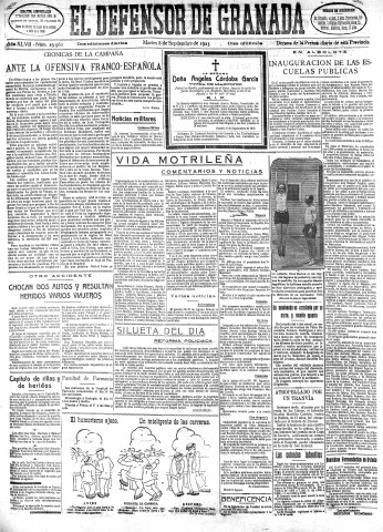 'El Defensor de Granada  : diario político independiente' - Año XLVII Número 23962 Ed. Mañana - 1925 Septiembre 08