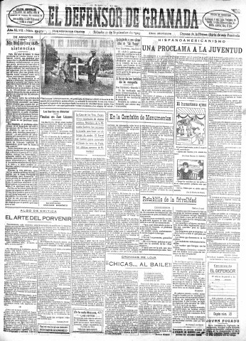 'El Defensor de Granada  : diario político independiente' - Año XLVII Número 23970 Ed. Mañana - 1925 Septiembre 12
