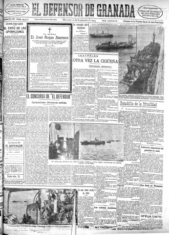 'El Defensor de Granada  : diario político independiente' - Año XLVII Número 23976 Ed. Mañana - 1925 Septiembre 16