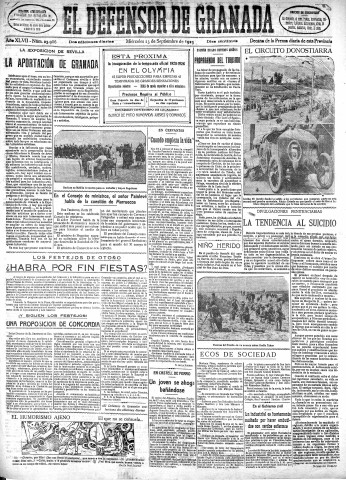 'El Defensor de Granada  : diario político independiente' - Año XLVII Número 23986 Ed. Mañana - 1925 Septiembre 23