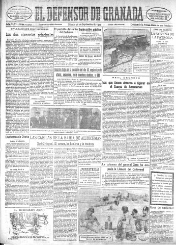 'El Defensor de Granada  : diario político independiente' - Año XLVII Número 23992 Ed. Mañana - 1925 Septiembre 26