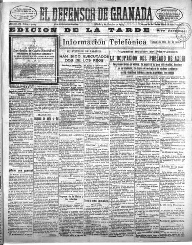 'El Defensor de Granada  : diario político independiente' - Año XLVII Número 24004 Ed. Tarde - 1925 Octubre 03