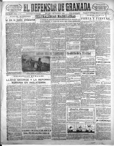 'El Defensor de Granada  : diario político independiente' - Año XLVII Número 24008 Ed. Mañana - 1925 Octubre 07
