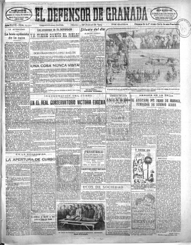 'El Defensor de Granada  : diario político independiente' - Año XLVII Número 24020 Ed. Mañana - 1925 Octubre 13