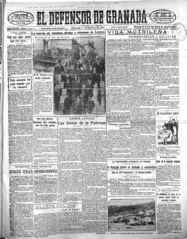 'El Defensor de Granada  : diario político independiente' - Año XLVII Número 24022 Ed. Mañana - 1925 Octubre 14
