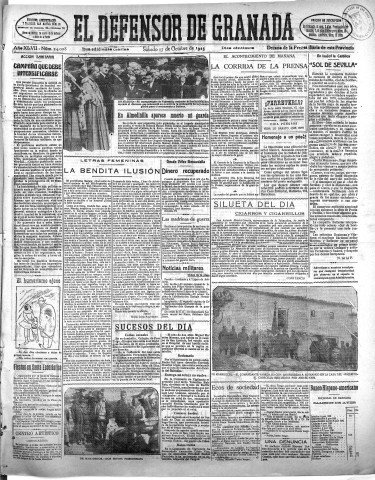 'El Defensor de Granada  : diario político independiente' - Año XLVII Número 24028 Ed. Mañana - 1925 Octubre 17