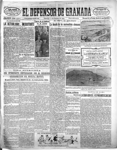 'El Defensor de Granada  : diario político independiente' - Año XLVII Número 24030 Ed. Mañana - 1925 Octubre 18