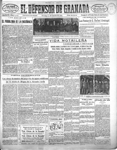 'El Defensor de Granada  : diario político independiente' - Año XLVII Número 24042 Ed. Mañana - 1925 Octubre 25
