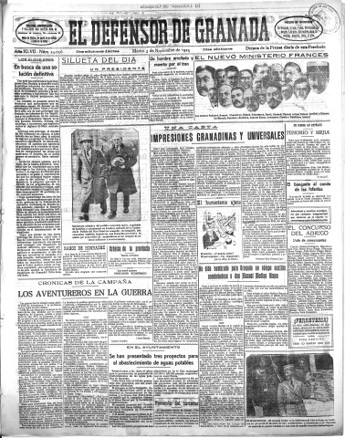 'El Defensor de Granada  : diario político independiente' - Año XLVII Número 24056 Ed. Mañana - 1925 Noviembre 03