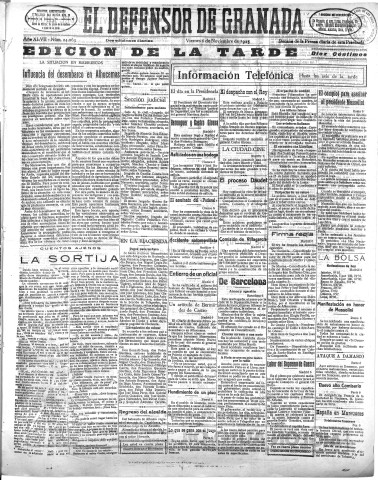 'El Defensor de Granada  : diario político independiente' - Año XLVII Número 24063 Ed. Tarde - 1925 Noviembre 06