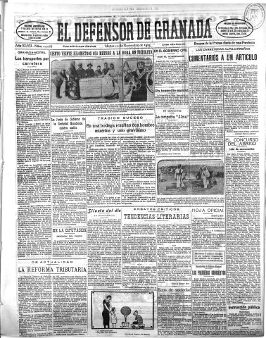 'El Defensor de Granada  : diario político independiente' - Año XLVII Número 24068 Ed. Mañana - 1925 Noviembre 10