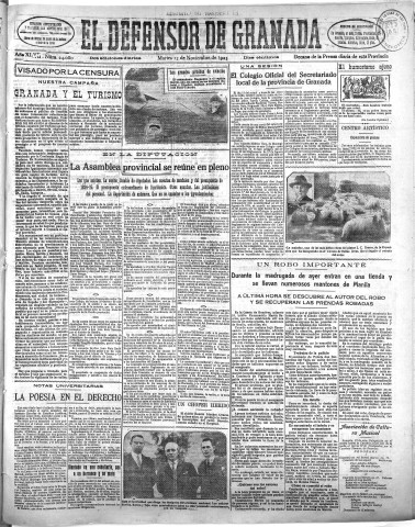'El Defensor de Granada  : diario político independiente' - Año XLVII Número 24080 Ed. Mañana - 1925 Noviembre 17