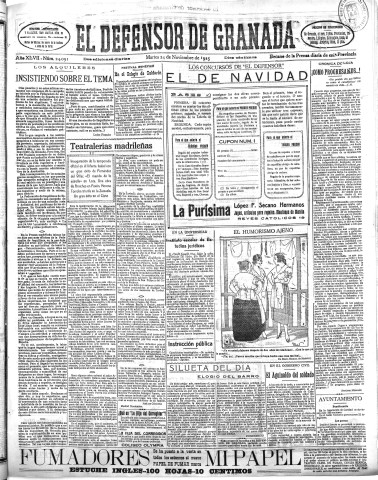 'El Defensor de Granada  : diario político independiente' - Año XLVII Número 24091 Ed. Mañana - 1925 Noviembre 24