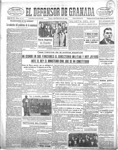 'El Defensor de Granada  : diario político independiente' - Año XLVII Número 24104 Ed. Mañana - 1925 Diciembre 03