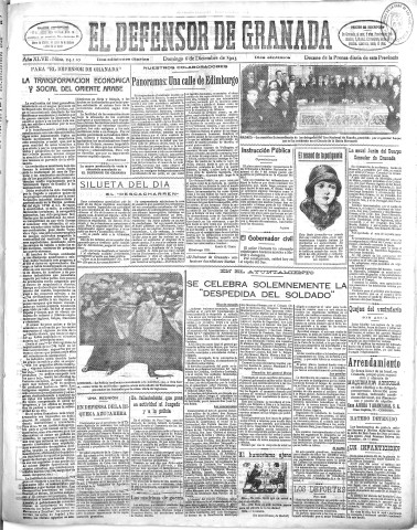 'El Defensor de Granada  : diario político independiente' - Año XLVII Número 24110 Ed. Mañana - 1925 Diciembre 06