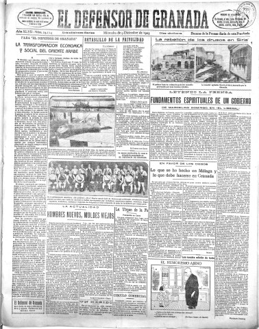 'El Defensor de Granada  : diario político independiente' - Año XLVII Número 24114 Ed. Mañana - 1925 Diciembre 09