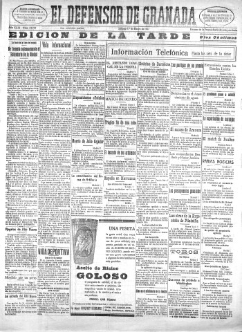 'El Defensor de Granada  : diario político independiente' - Año XLIX Número 24753 Ed. Tarde - 1927 Enero 01