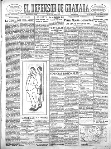 'El Defensor de Granada  : diario político independiente' - Año XLIX Número 25123 Ed. Mañana - 1927 Julio 27