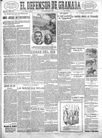 'El Defensor de Granada  : diario político independiente' - Año XLIX Número 25125 Ed. Mañana - 1927 Julio 28