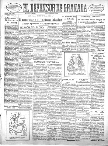 'El Defensor de Granada  : diario político independiente' - Año L Número 25402 Ed. Mañana - 1928 Enero 06